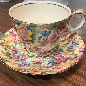 Floral Teacup and Saucer Set